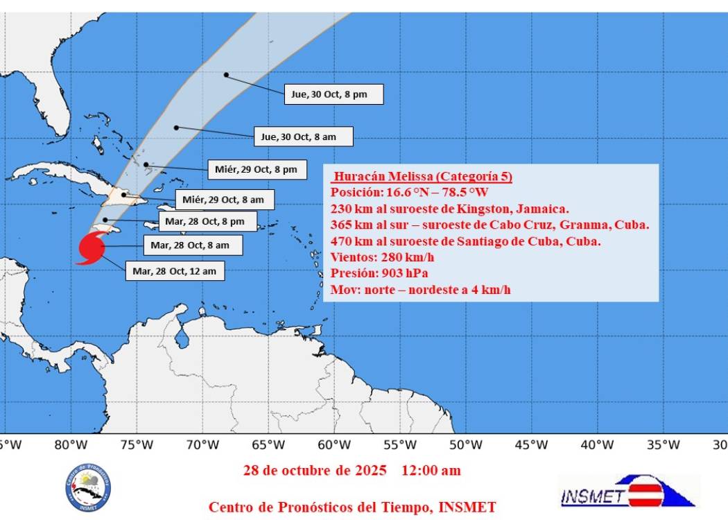 Melissa se aproxima al sur de la región oriental