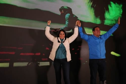 Luisa González, candidata de la Revolución Ciudadana, el movimiento político que lideraba el expresidente Rafael Correa. 