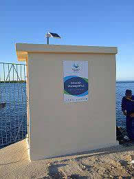 Caseta donde está instalada la estación mareográfica Punta Prácticos en playa La Boca de Santa Lucía de Nuevitas.