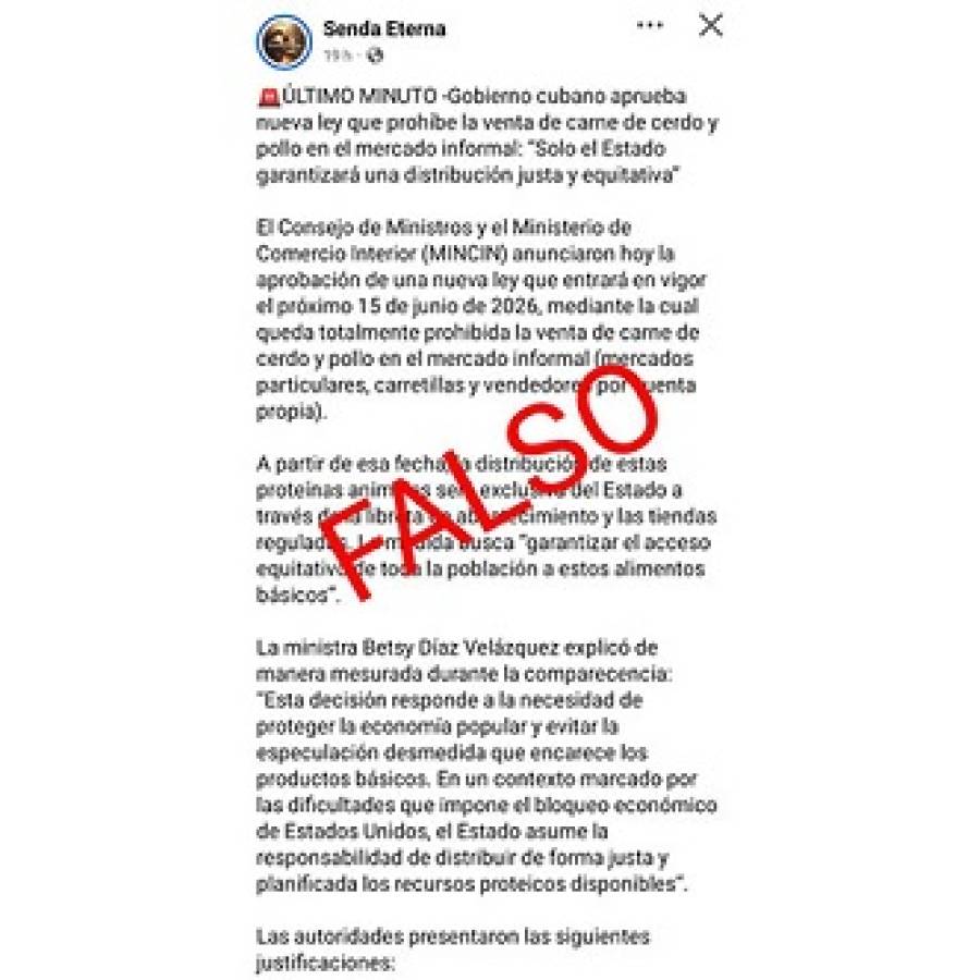 Desmintió falsa noticia sobre venta de carne en Cuba
