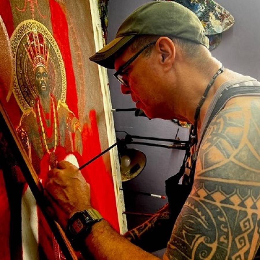 Wilfredo Pons Gómez, pintor nuevitero de fantasías y lienzos vivientes (+ Fotos y Audio)