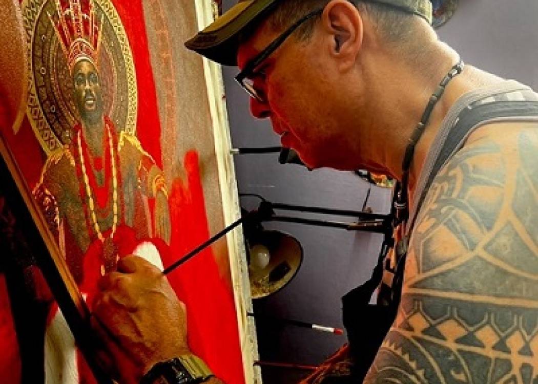 Wilfredo Pons Gómez, pintor nuevitero de fantasías y lienzos vivientes (+ Fotos y Audio)